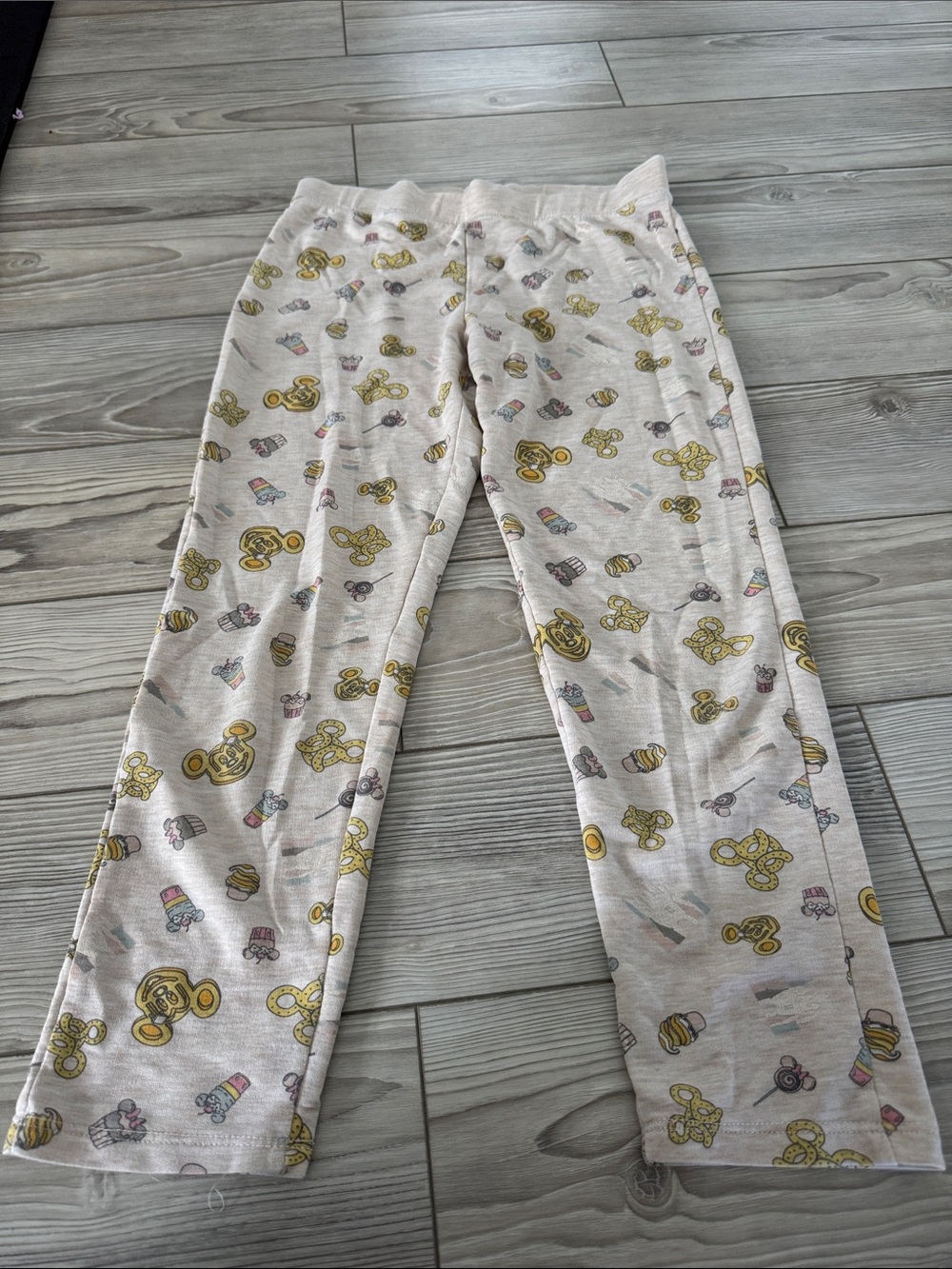 Disney Beige Pajama Pants with Yellow Character Prints